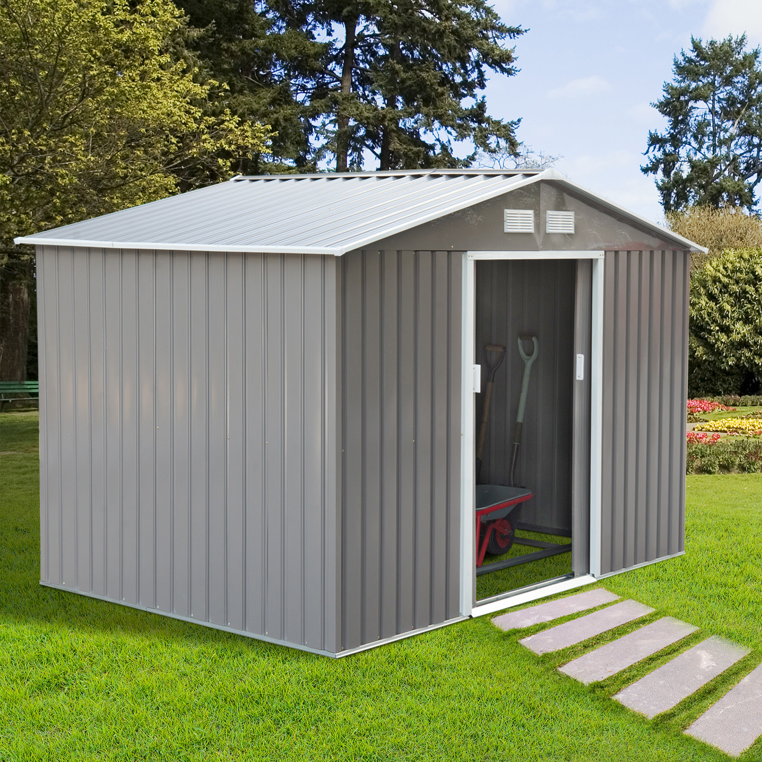 Outsunny Garden Storage Shed Outdoor Patio Shed Wlatch Window 6ft X